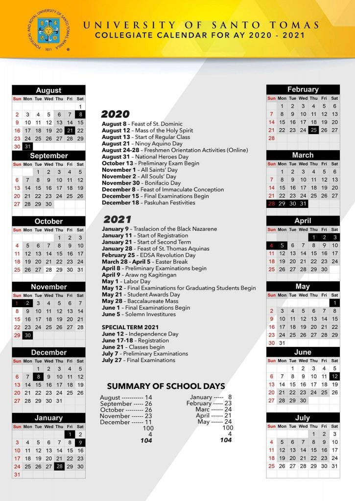 2022 2023 St Thomas University Calendar Printable Calendar 2022