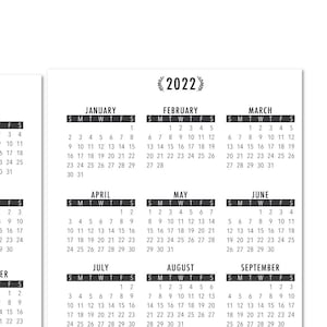 2022 2023 Year At A Glance Laminated Calendar Printed Etsy