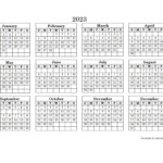 2023 Blank Yearly Calendar Landscape Free Printable Templates
