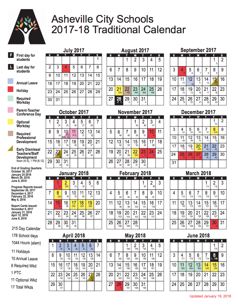 Asheville City Schools Calendar 2022 January Calendar 2022