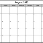 August 2023 Calendar Free Printable Calendar Templates