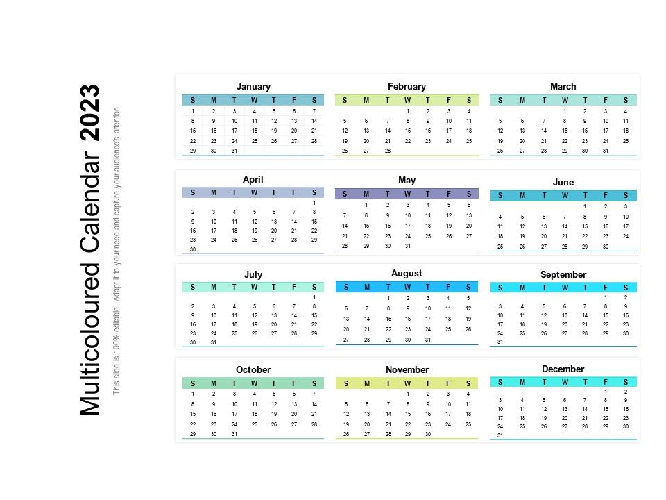 Multicoloured Calendar 2023 Presentation Graphics Presentation