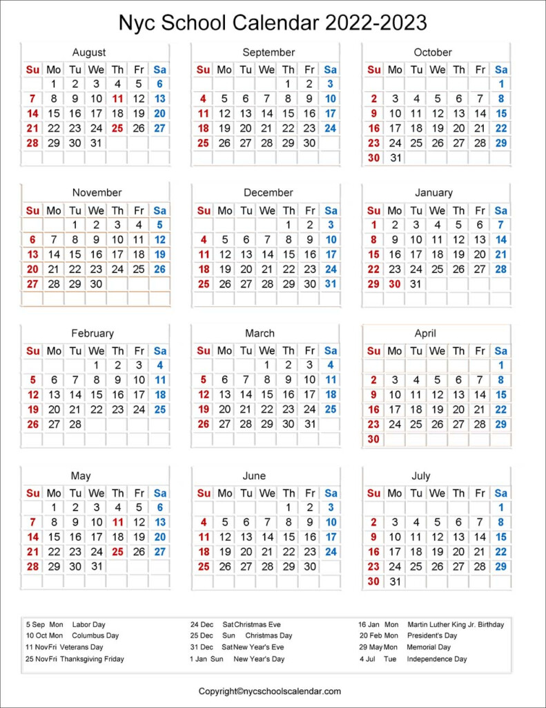  NYC School Holidays Calendar 2022 2023