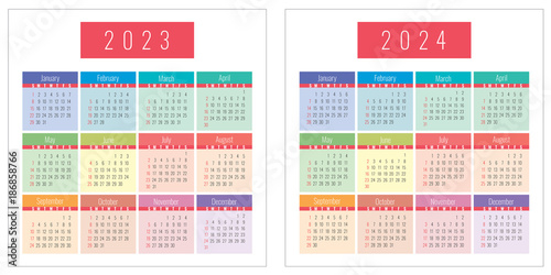 Obraz Calendar 2023 And 2024 Years Color Fototapeta Na cian 
