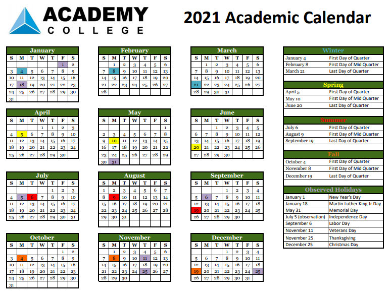 Penn State Academic Calendar Fall 2021