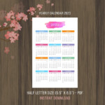 Printable Calendar 2022 2023 Desktop Calendar Yearly Wall Etsy