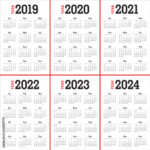 quot Year 2019 2020 2021 2022 2023 2024 Calendar Vector Design Template