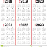 r 2018 Calendar 2019 2020 2021 2022 2023 Vektorn Vektor Illustrationer