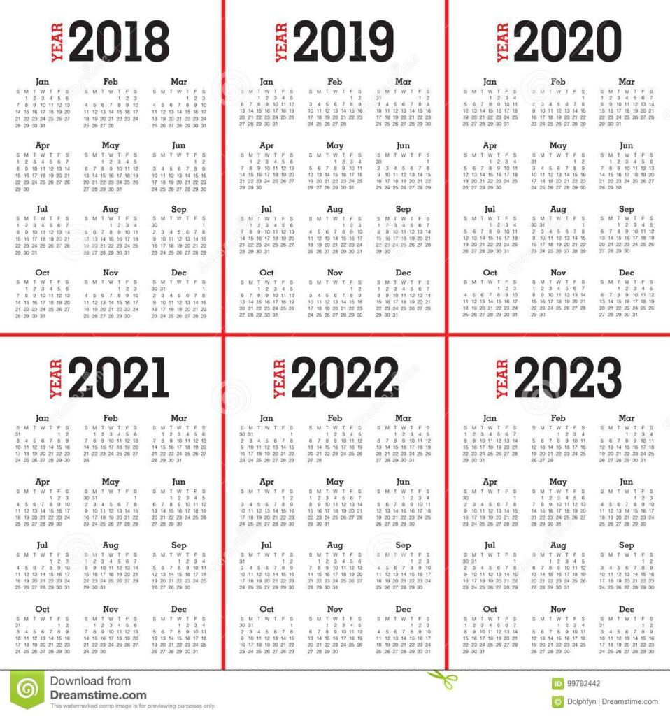  r 2018 Calendar 2019 2020 2021 2022 2023 Vektorn Vektor Illustrationer 