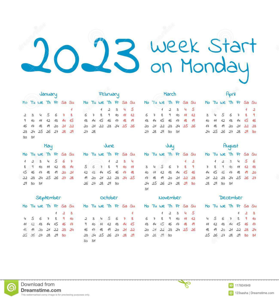 Simple 2023 Year Calendar Stock Vector Illustration Of Template 