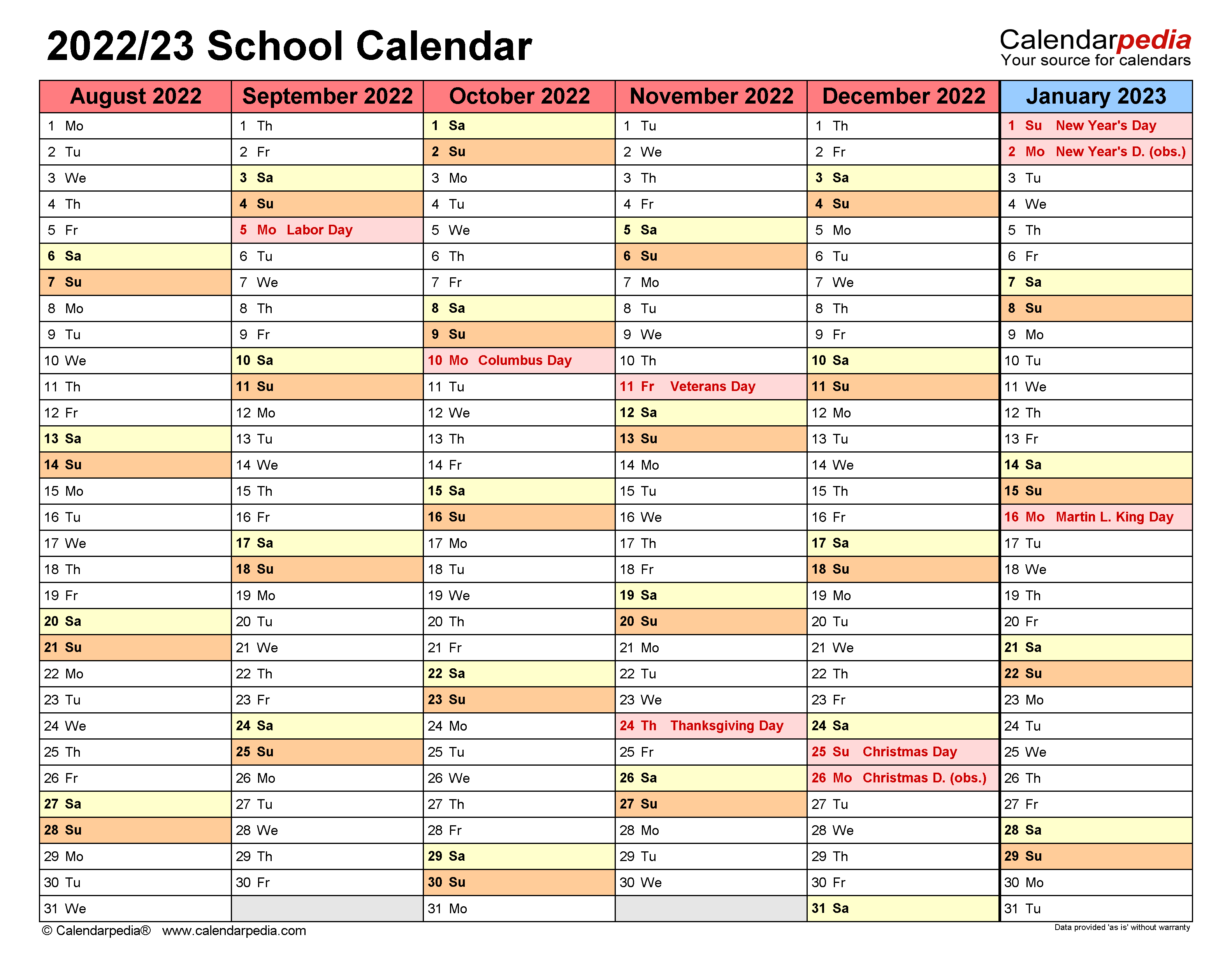 Basis Mclean Calendar 20222023