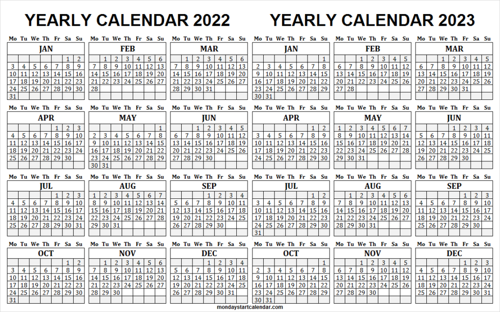 Two Year Calendar 2022 And 2023 Calendar Of National Days