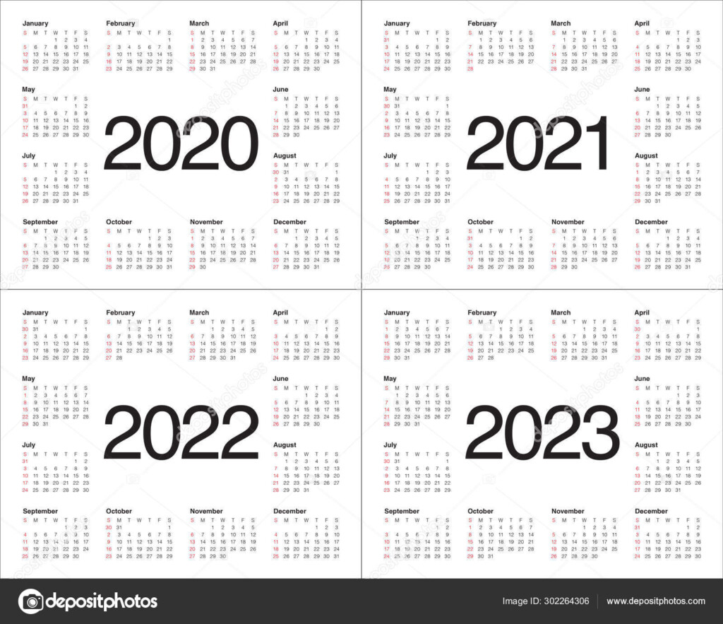 Year 2020 2021 2022 2023 Calendar Vector Design Template Stock Photo 