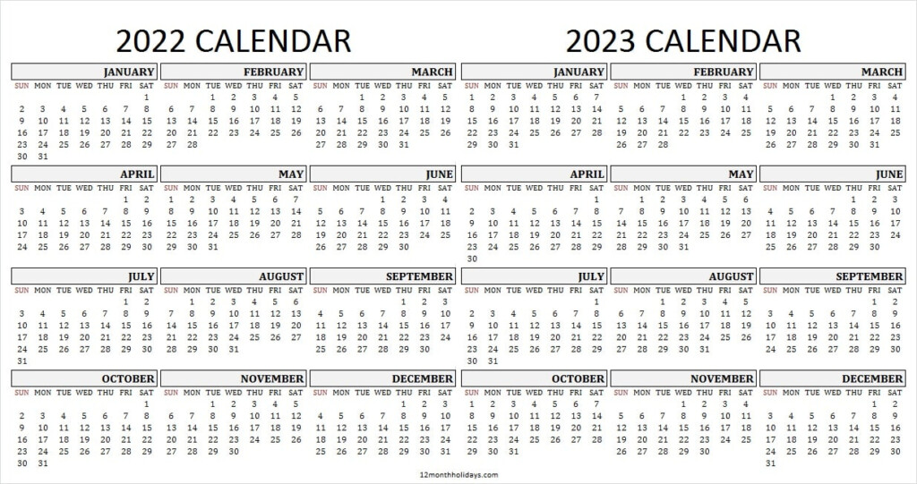 2022 2023 Academic Calendar Template Free Printable 2 Year Calendar