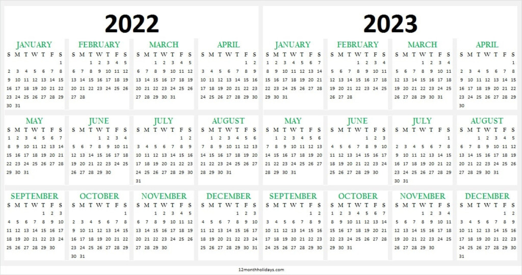 2022 And 2023 Calendar Template Printable Calendar Template