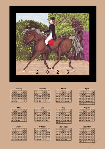 2023 Calendar Dressage Horse Equine English Riding Sports Painting Art