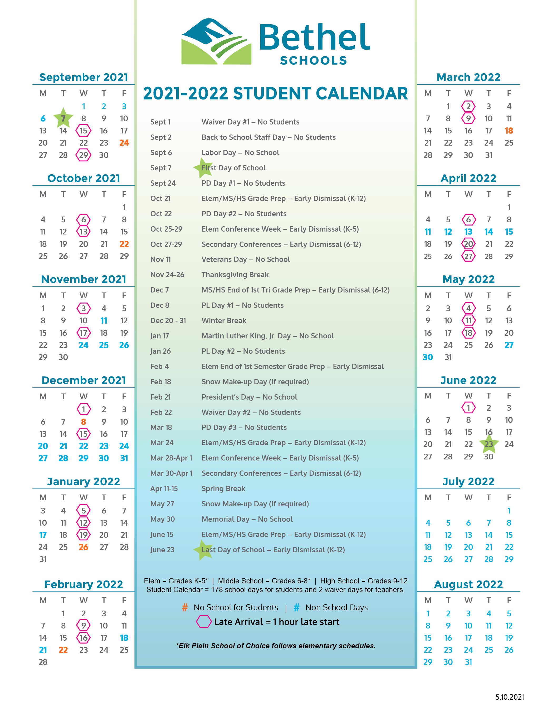 Bethel Academic Calendar 20222023