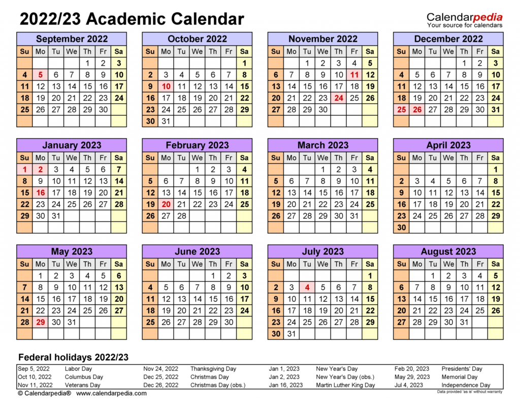 Calendar 2022 To 2023 Month Calendar Printable