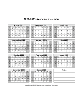 Printable 2022 2023 Academic Calendar