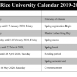 Rice University Calendar 2019 2020 spring