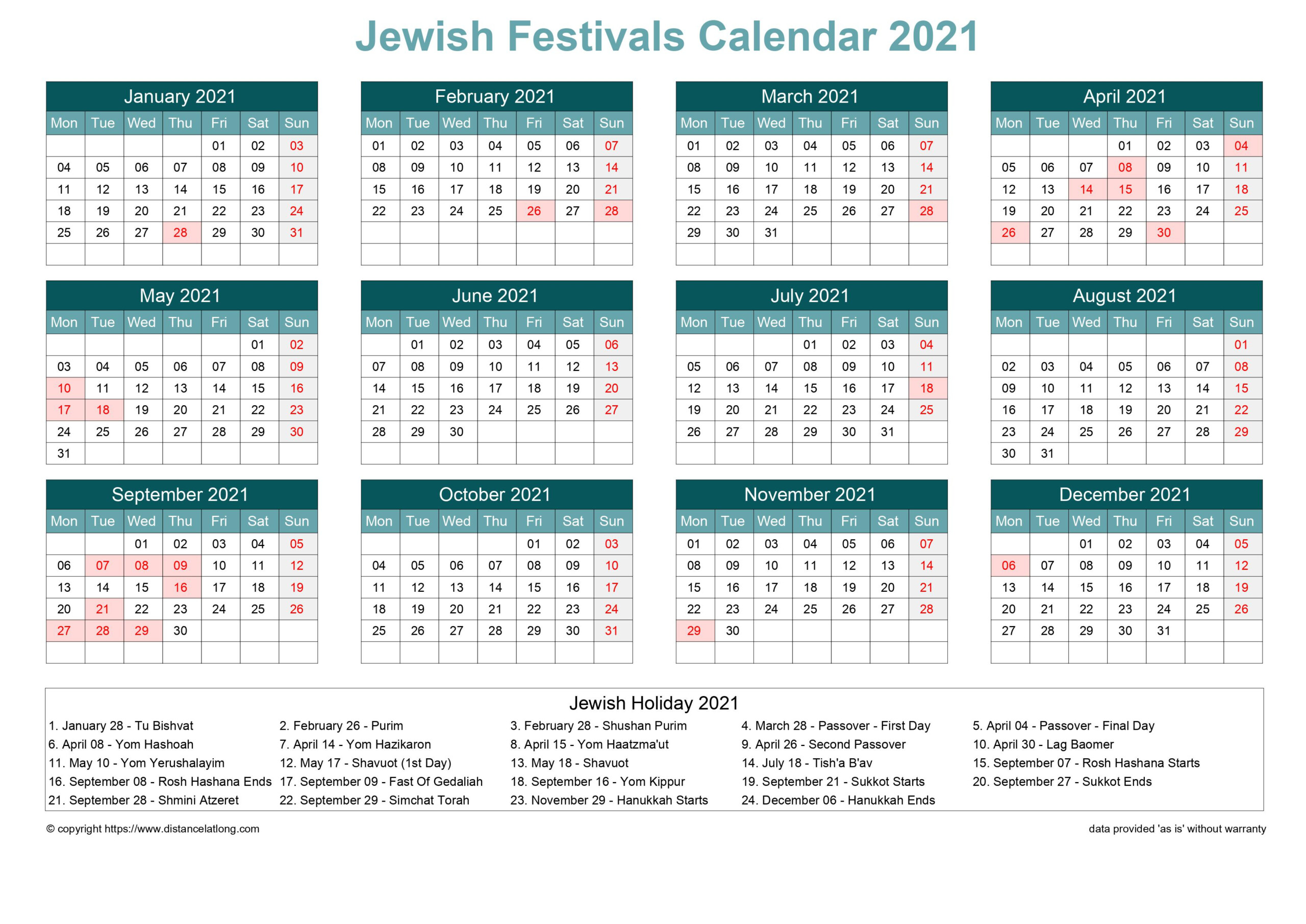 Template Calendar 2022 2023 With Jewish Holidays Hebrew Dates And