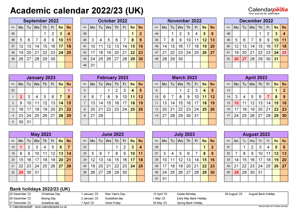 University Calendar 2022 2023 September 2022 Calendar