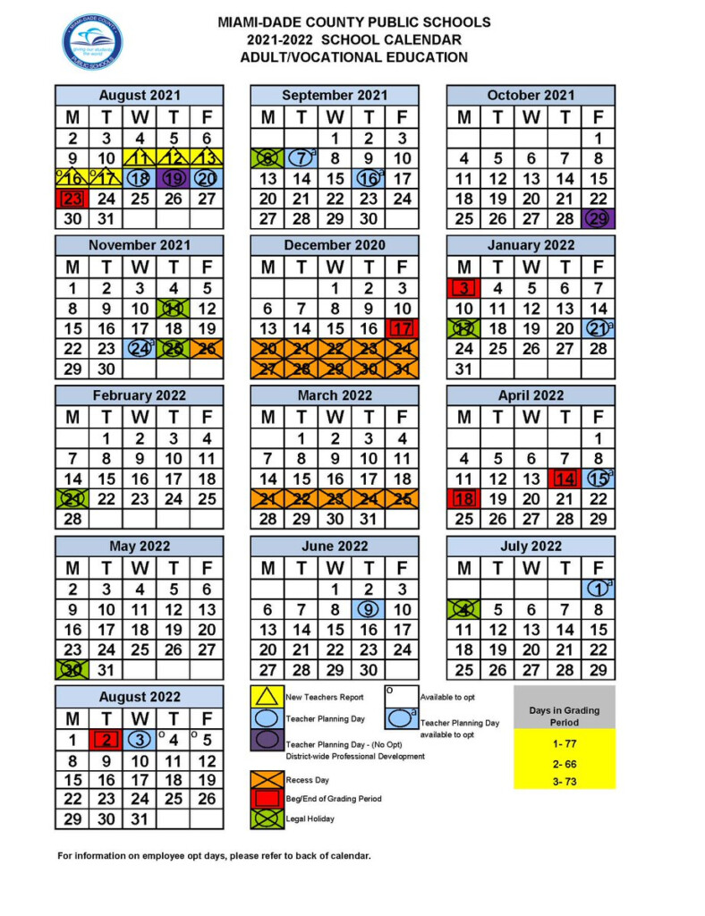 2021 2022 Miami Dade And Broward School Calendars 2024 Calendar Printable