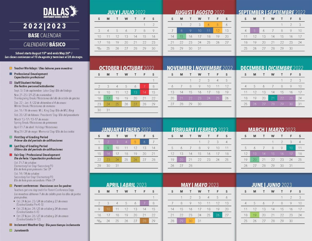 2022 2023 Student Calendar Overview