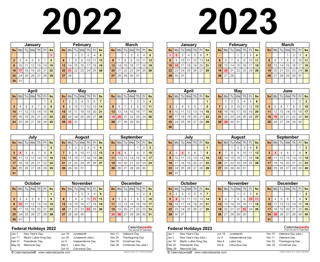 2022 Calendar 2023 Printable Pics