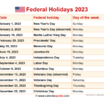 2023 Federal Holiday Calendar Usa Get Calendar 2023 Update