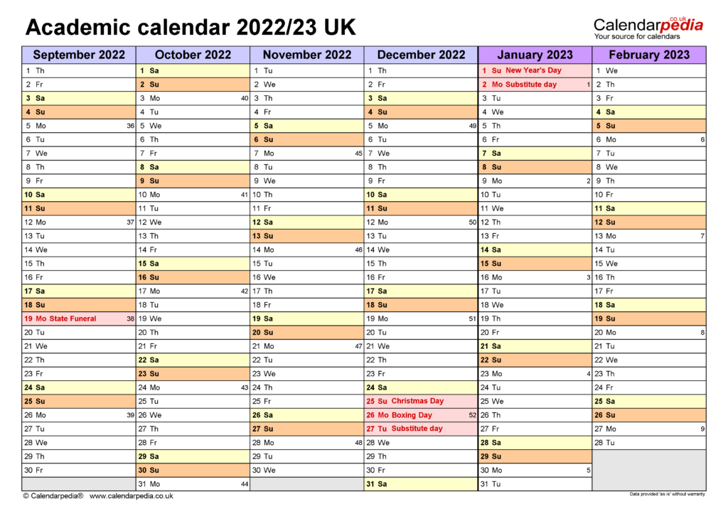 Academic Calendars 2022 23 UK Free Printable PDF Templates