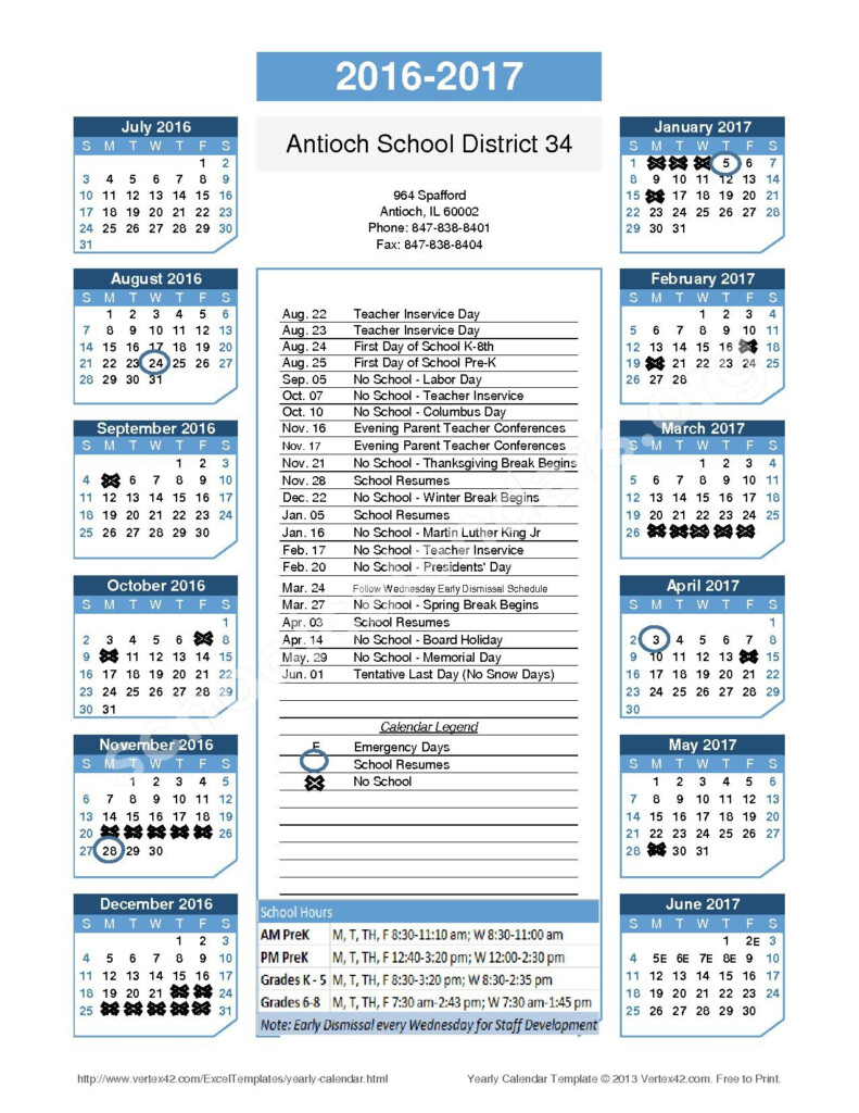Antioch School District 34 Calendars Antioch IL