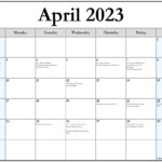 April 2023 With Holidays Calendar