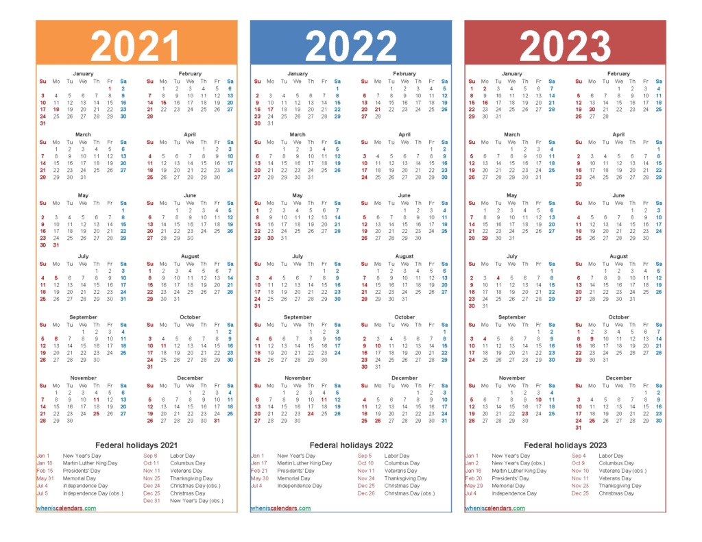 Calendars 2020 2021 2022 2023