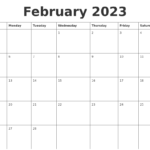 February 2023 Printable Daily Calendar