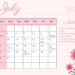 Floral July 2023 Calendar Template Google Docs Illustrator Word