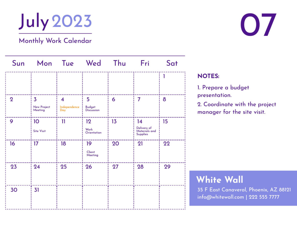 Free July 2023 Calendar Template With Holidays Google Docs 