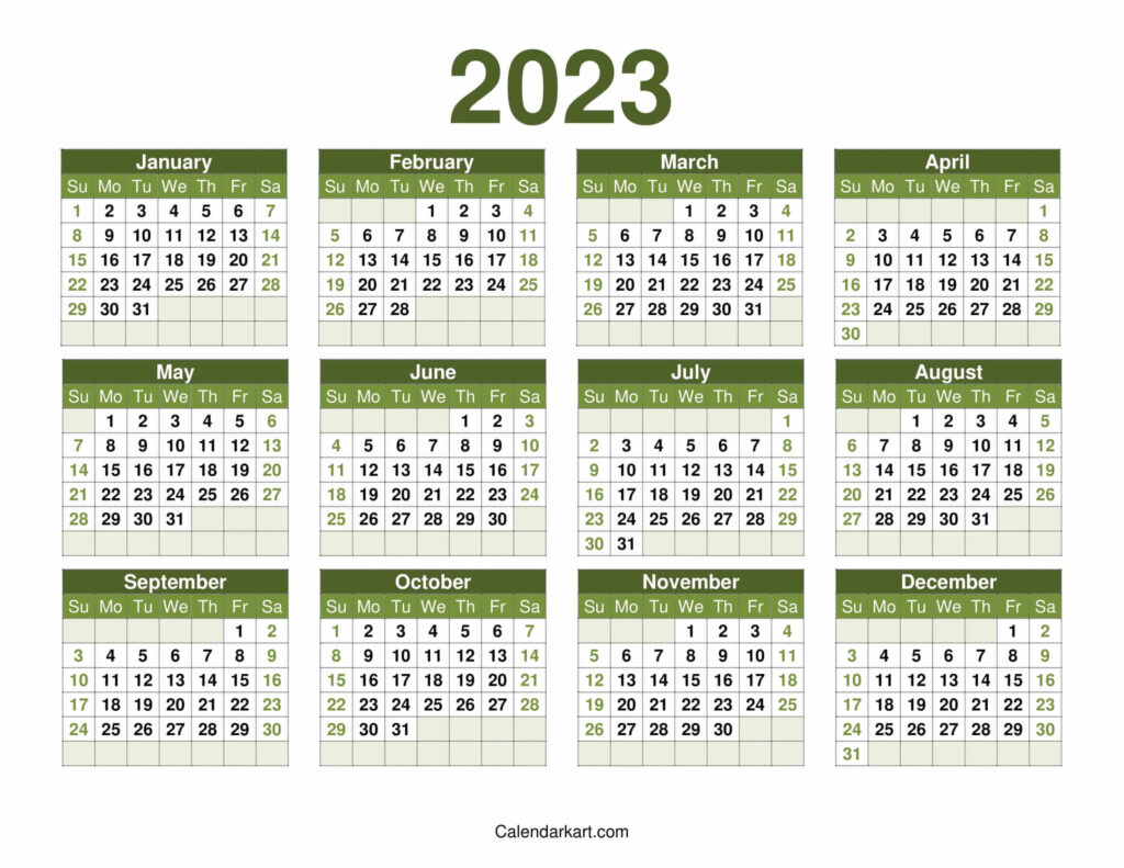 Free Printable Year At A Glance Calendar 2022 2023