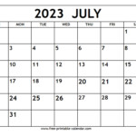 July 2023 Calendar Free printable calendar