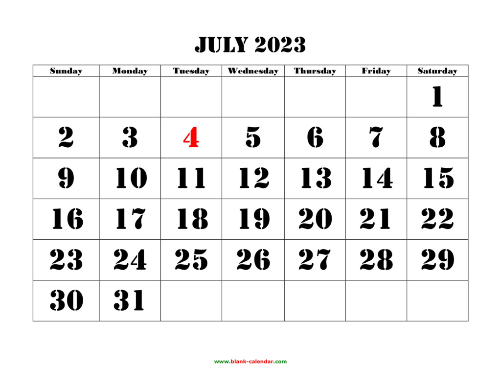 Large July 2023 Calendar Get Calendar 2023 Update