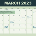 March 2023 Calendar Template With Holidays Google Docs Illustrator