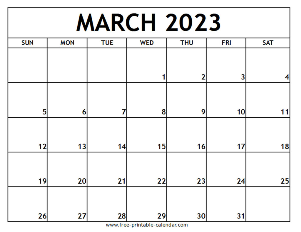 March 2023 Printable Calendar Free printable calendar