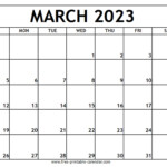 March 2023 Printable Calendar Free printable calendar