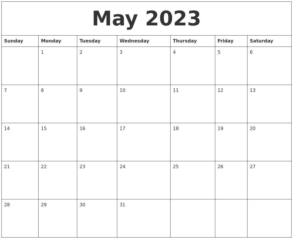 May 2023 Printable Calenders