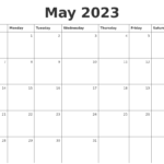 May 2023 Printable Monthly Calendar May 2023 Monthly Calendar