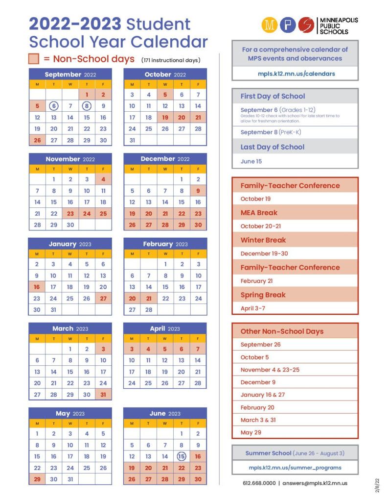 Minneapolis Public Schools Calendar Holidays 2022 2023