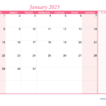 Monthly Calendar Template 2023 X2023D