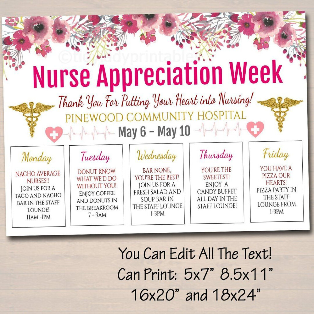 Nurses Appreciation Week Itinerary Printable Schedule Of Events 