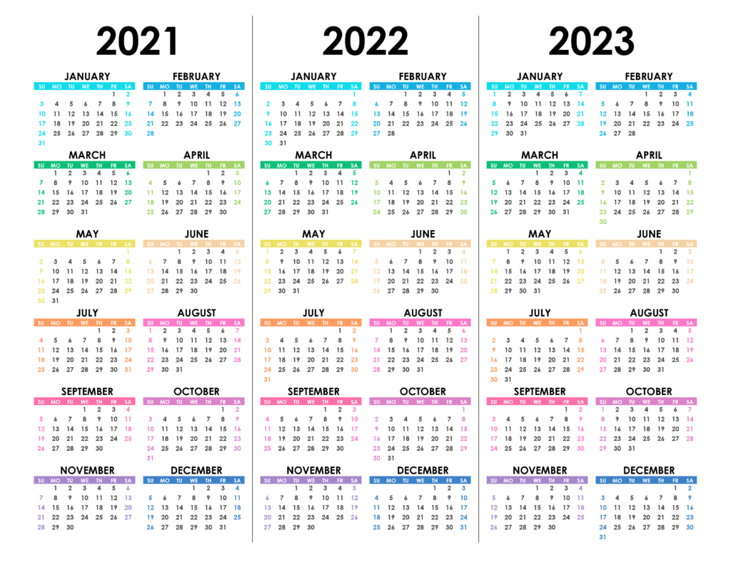 Plantilla Calendario 2021 2022 2023 Vector Ingl S Plantilla Texto 
