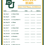 Printable 2023 Baylor Bears Football Schedule